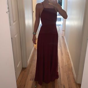 Maroon formal spaghetti strap dress